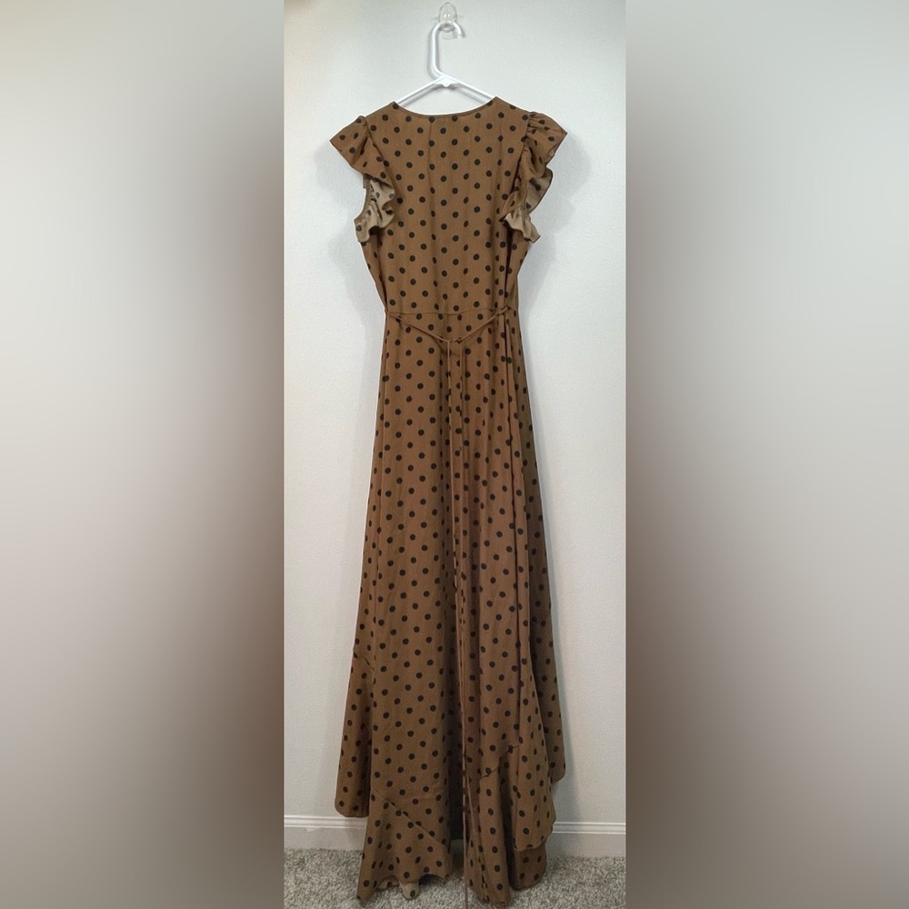 Brown Polka Dot Skirt VICI Mama Mia Polka Dotted Wrap Maxi Dress sz: Small Retro - Picture 9 of 16